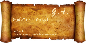 Gyürki Antal névjegykártya