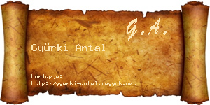 Gyürki Antal névjegykártya